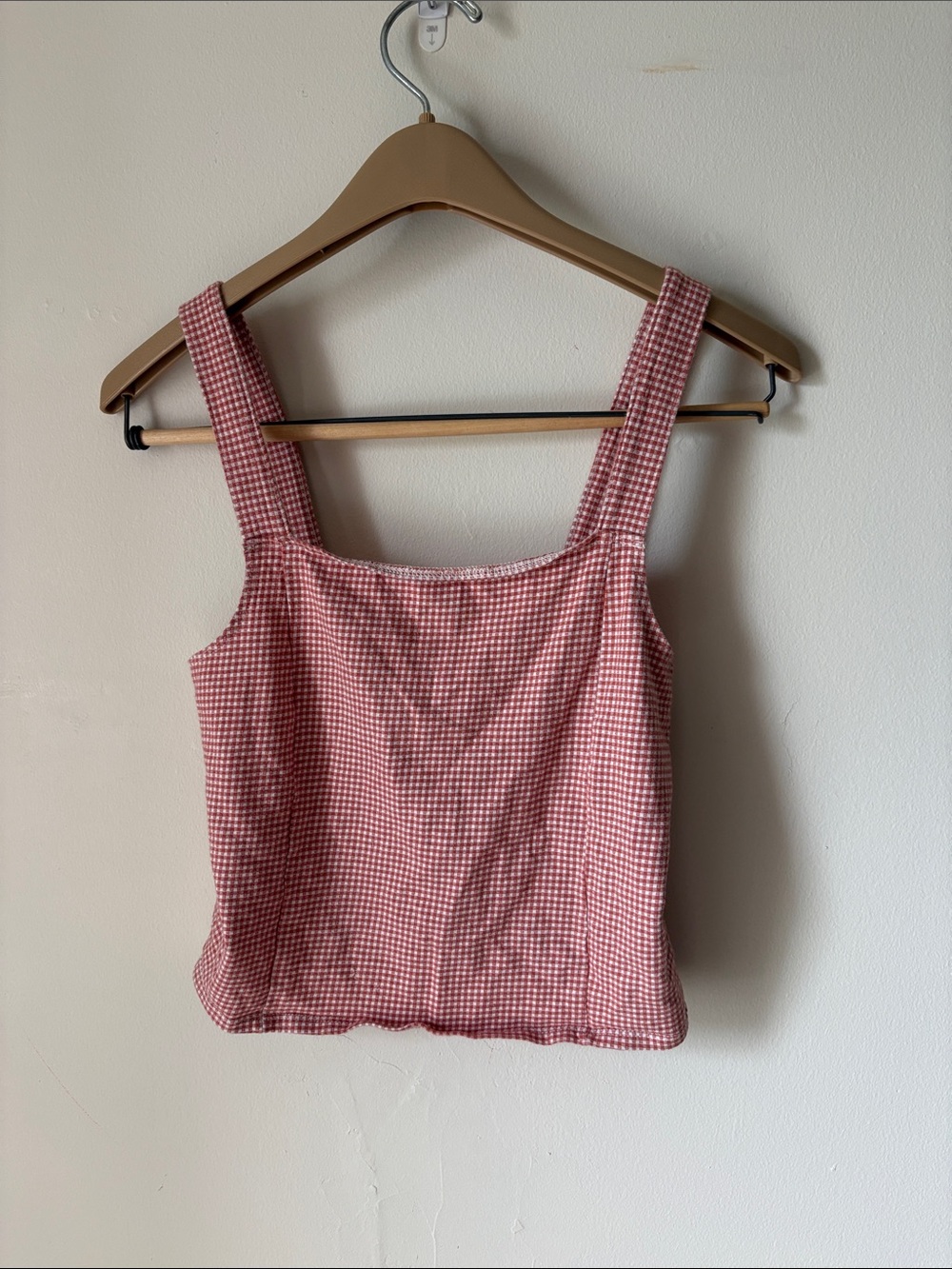 American Eagle Outfitters Pink Gingham Square Neck Tank